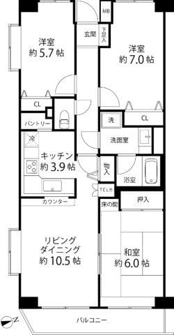 T’s garden横浜岸根公園 402 間取り図
