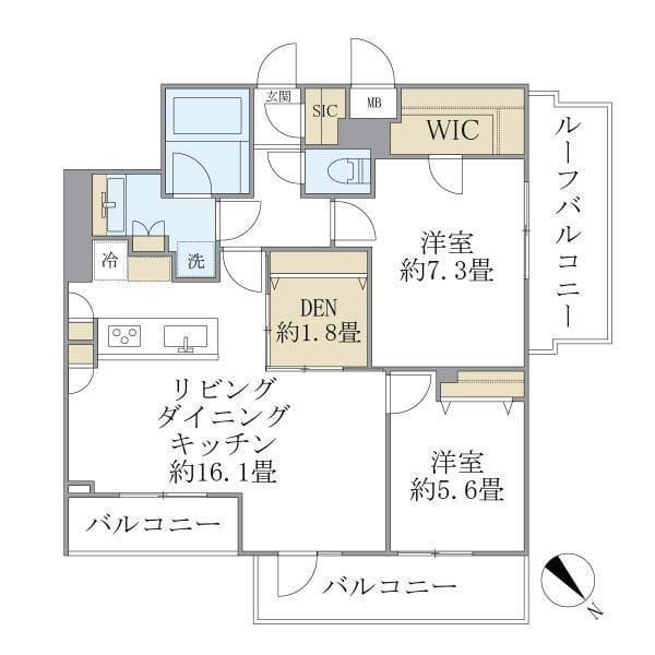 La Perla Meguro-HigashiyamaII 402 間取り図