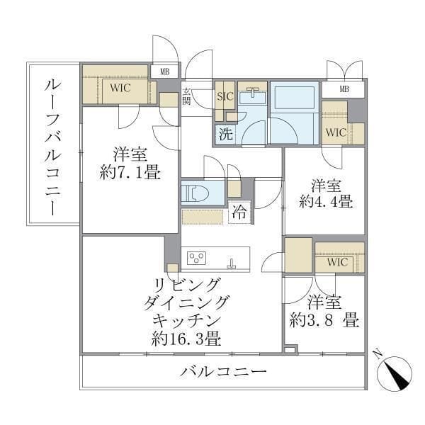 La Perla Meguro-HigashiyamaII 403 間取り図