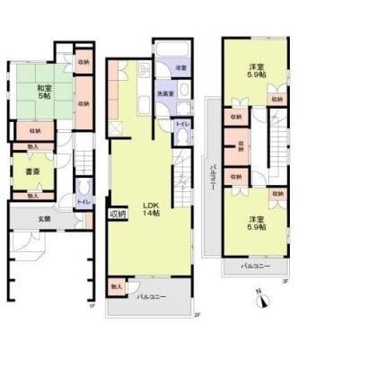 世田谷区上馬4丁目戸建て 1 間取り図