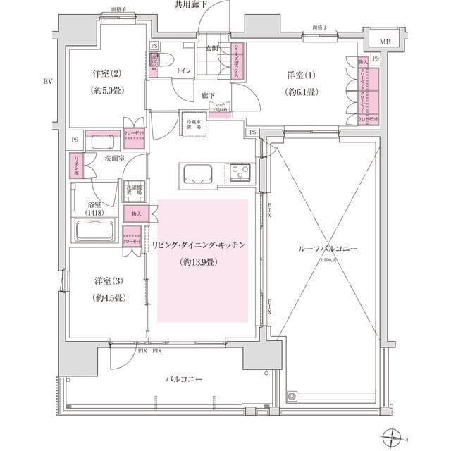 ディームス木場 1203 間取り図
