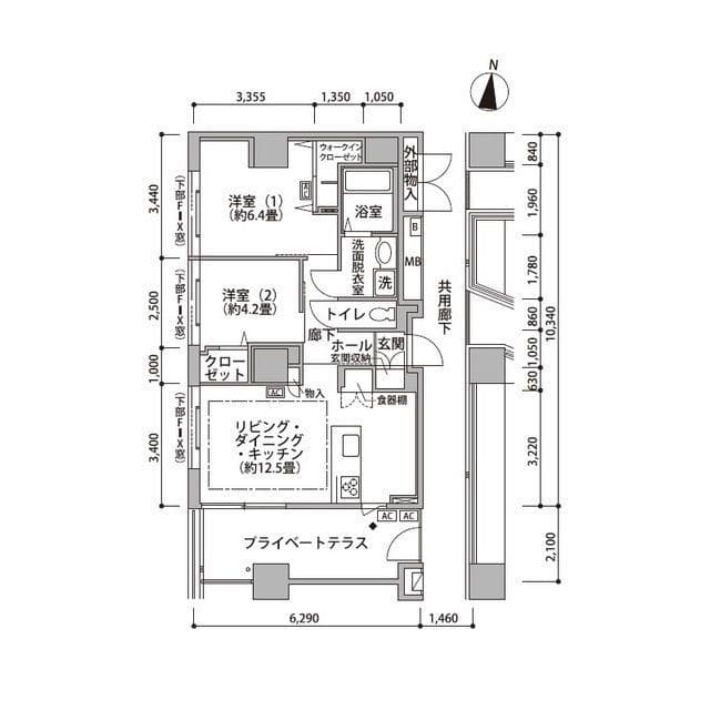 東雲キャナルコートCODAN19号棟 1305 間取り図