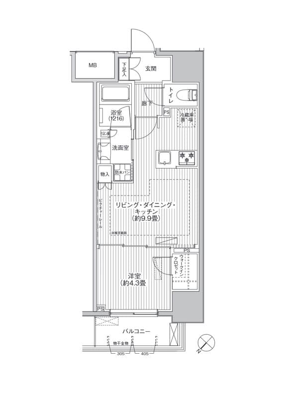 サンウッド東日本橋フラッツ 305 間取り図
