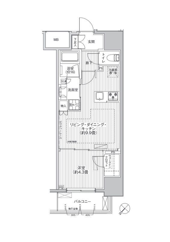 サンウッド東日本橋フラッツ 405 間取り図