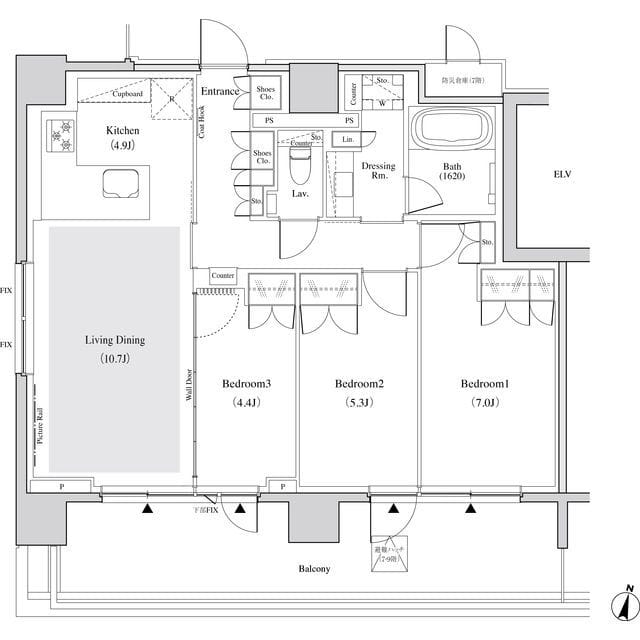 ザ・パークハビオ代々木 701 間取り図