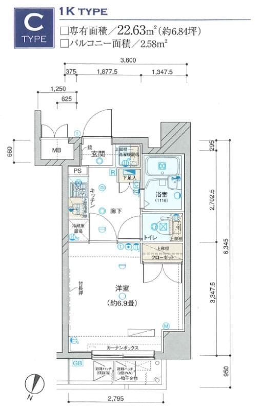 ヴェルト錦糸町Ⅱ 303 間取り図