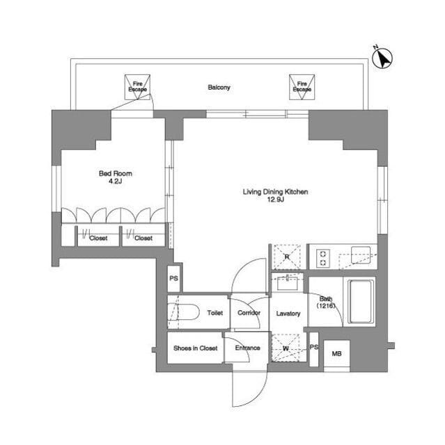 コンフォリア・リヴ駒込西ヶ原 1201 間取り図