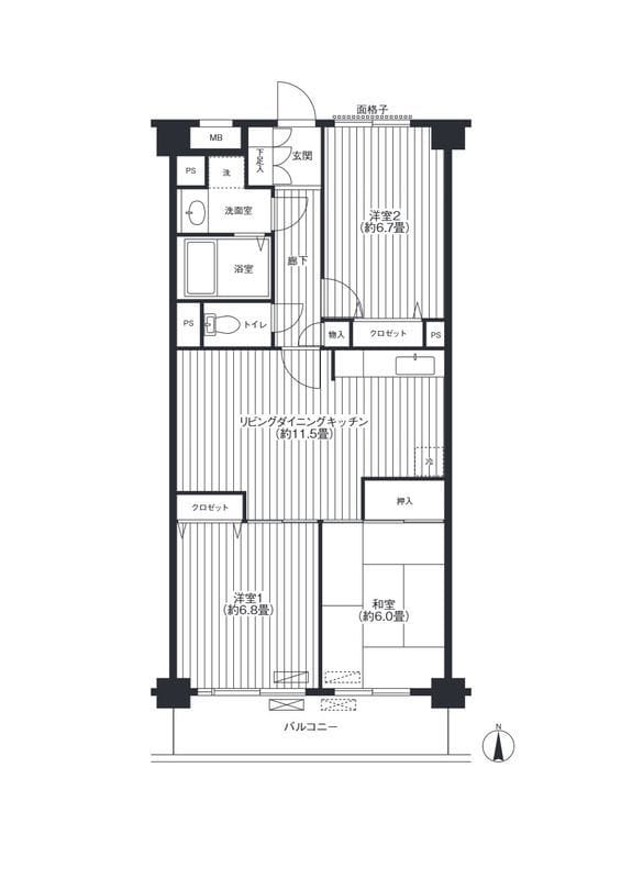 エクセラン新城 106 間取り図