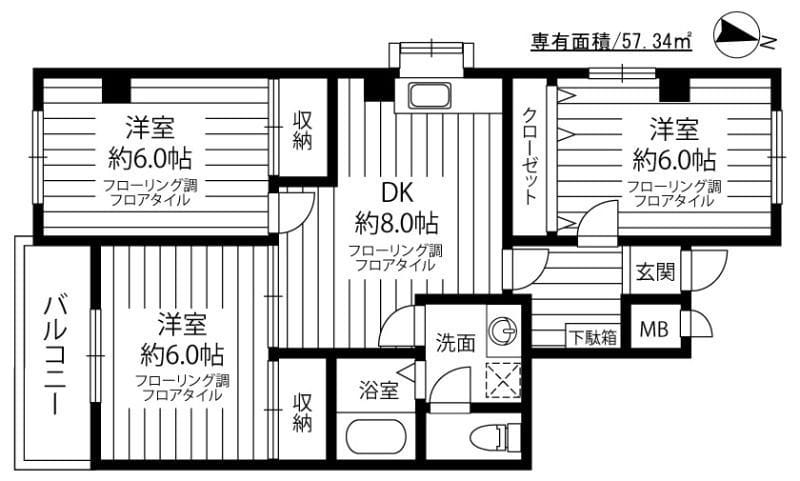 エレガンス浜中 201 間取り図