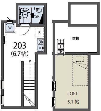 SiestaVilla代田橋 El Pueblo N棟 N 203 間取り図