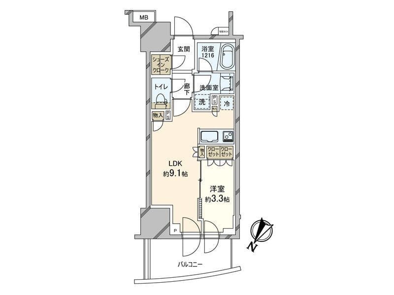 プラウド町屋 605 間取り図