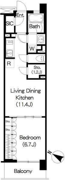 Brillia ist 三軒茶屋 アイビーテラス 204 間取り図