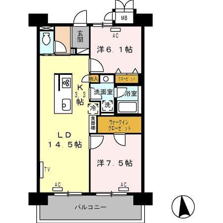 ロイヤルパークス西新井 208 間取り図