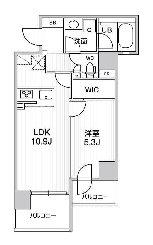 シーズンフラッツ両国EAST 301 間取り図
