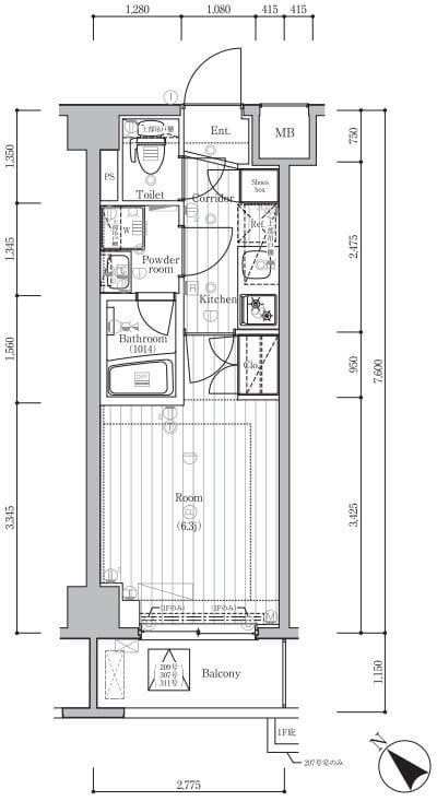 PREMIUM CUBE 不動前 DEUX 207 間取り図