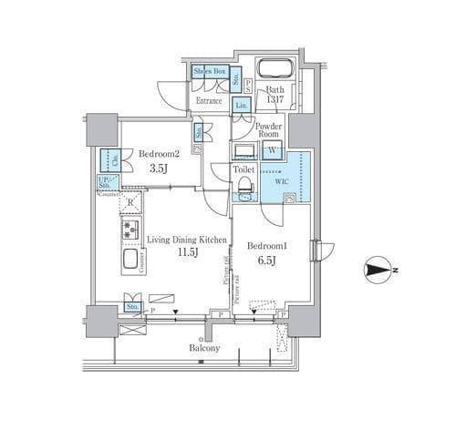 パークアクシス蔵前 1102 間取り図