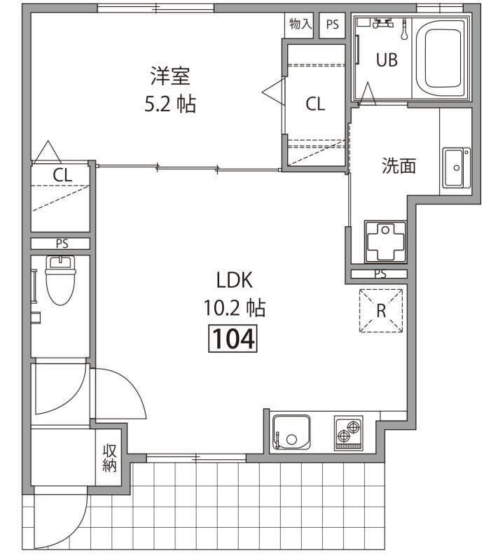 ヴィラ・コルティーレ 104 間取り図
