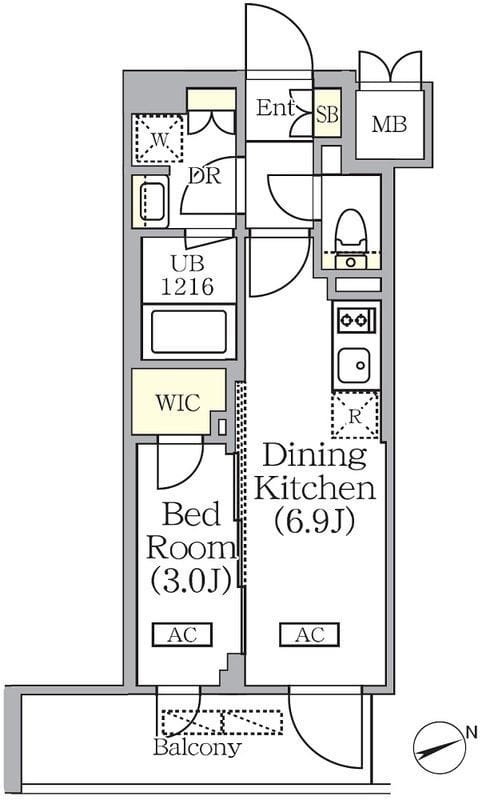 プライムガーデン銀座八丁堀 203 間取り図