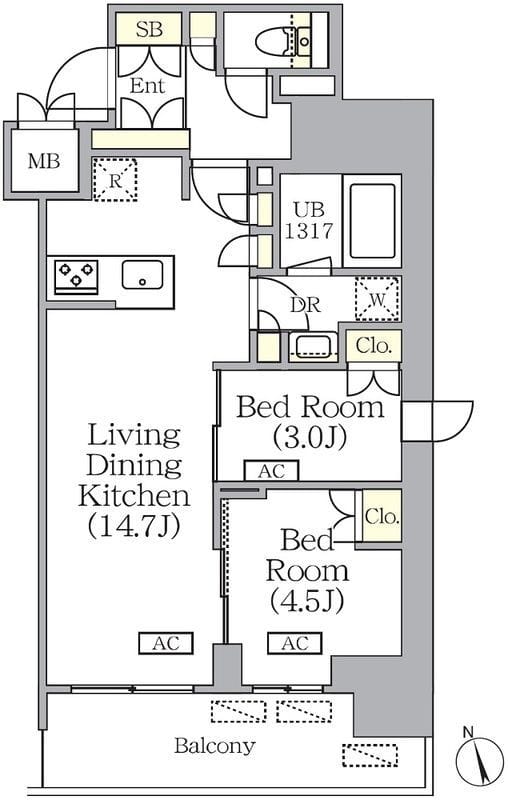 プライムガーデン銀座八丁堀 504 間取り図