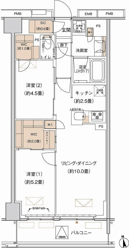 プライムネクサス大森北 0202 間取り図