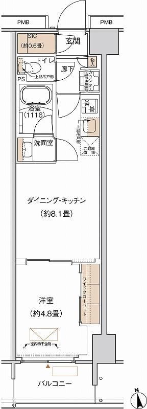 プライムネクサス大森北 0411 間取り図