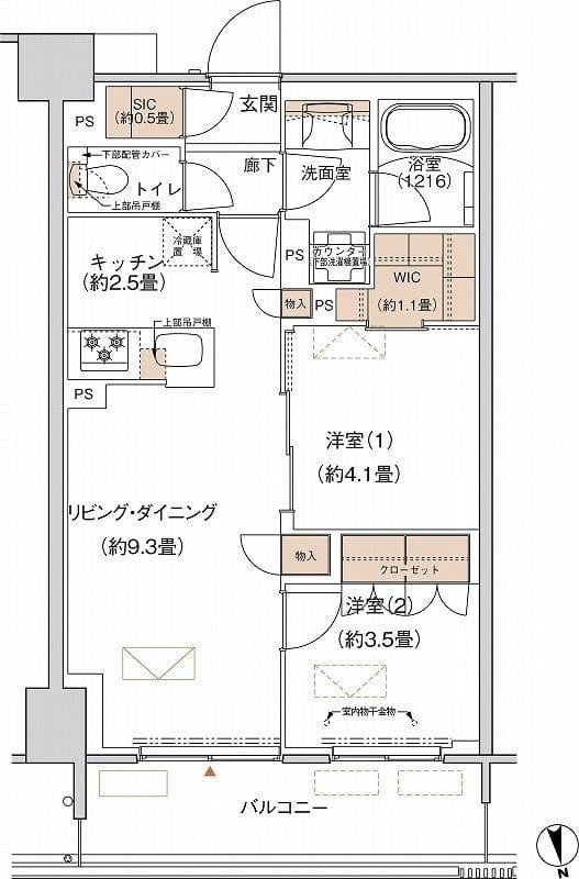 プライムネクサス大森北 0638 間取り図