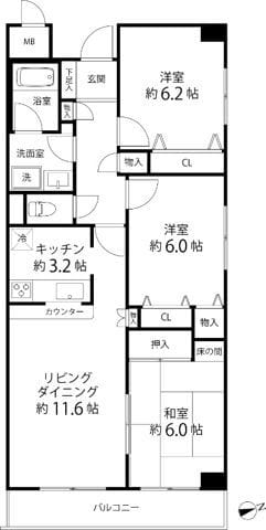 T’s garden横浜岸根公園 302 間取り図