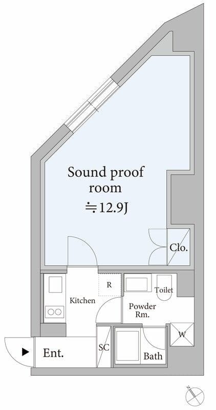 「代々木駅近防音」ASTILE studio代々木 102 間取り図