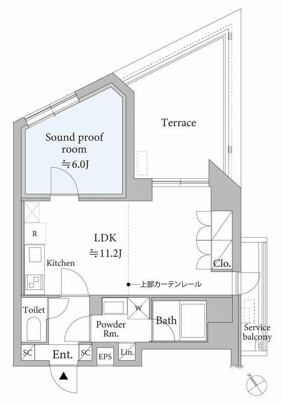 「代々木駅近防音」ASTILE studio代々木 402 間取り図