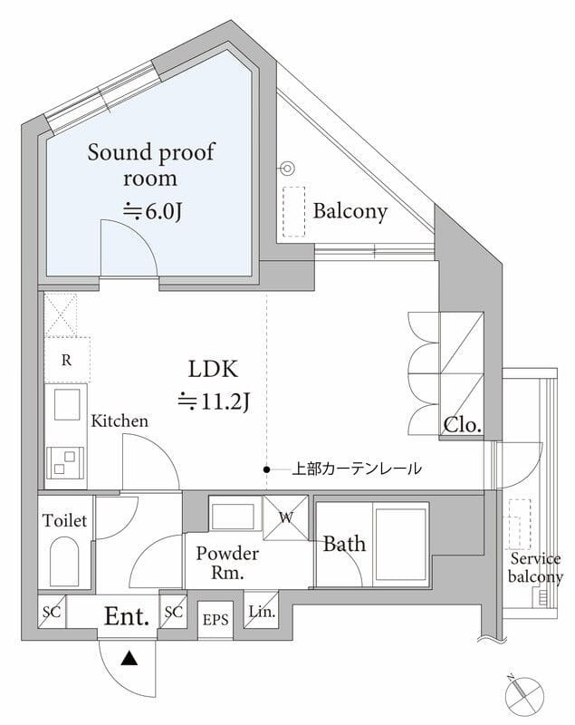 「代々木駅近防音」ASTILE studio代々木 602 間取り図