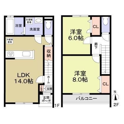 J Wing East/West B WE 間取り図