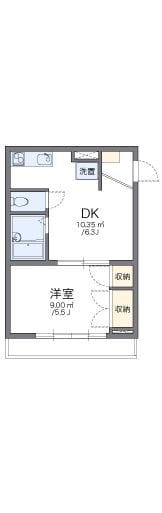 レオパレス新宿A館 205 間取り図