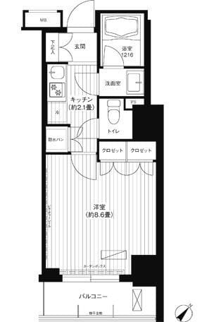 コスモグラン勝どき 1108 間取り図