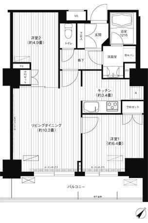 コスモグラン勝どき 204 間取り図