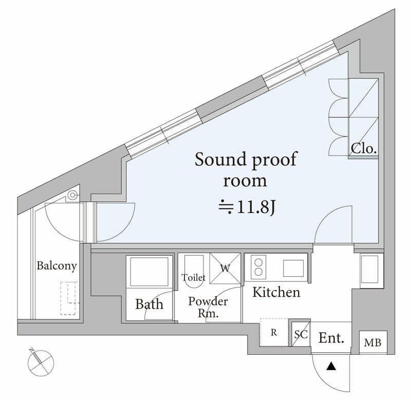 「24H楽器音楽可防音室」ASTILE studio代々木 601 間取り図