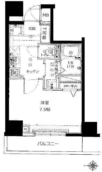 ライジングプレイス両国二番館 701 間取り図