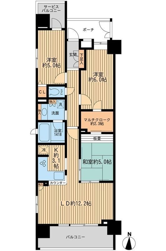 エコロジー錦糸町レジデンス 0801 間取り図