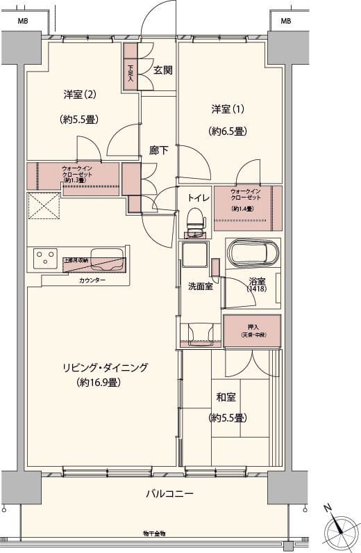 クレストフォルム柏サウスウイング 207 間取り図