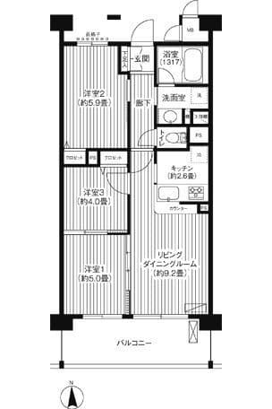 ピエス綱島 106 間取り図