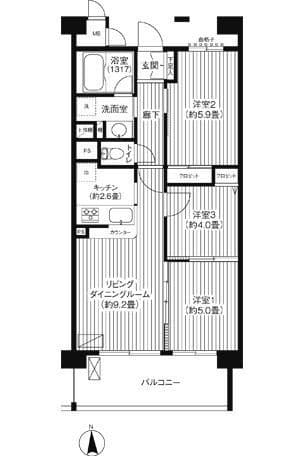 ピエス綱島 412 間取り図