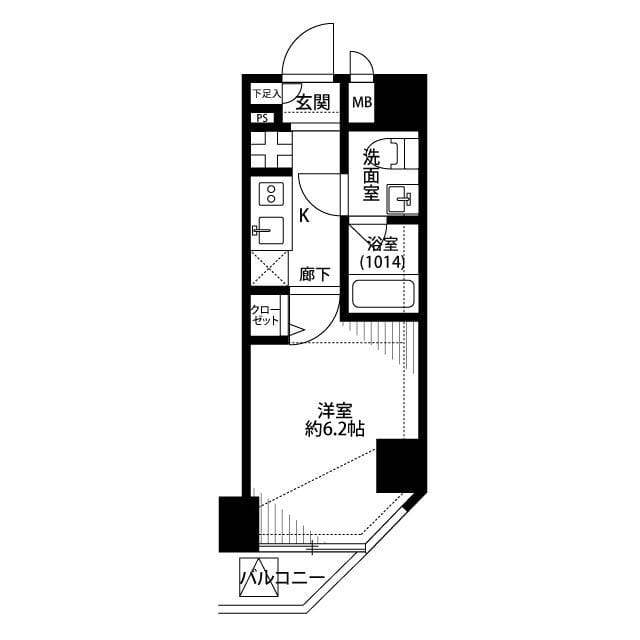 プレール・ドゥーク川崎 1003 間取り図