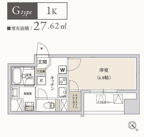 プライマル月島 1004 間取り図