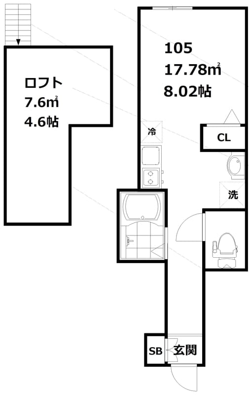 アプロ千鳥町 105 間取り図