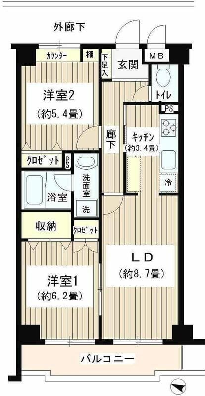エステージ世田谷仙川 202 間取り図