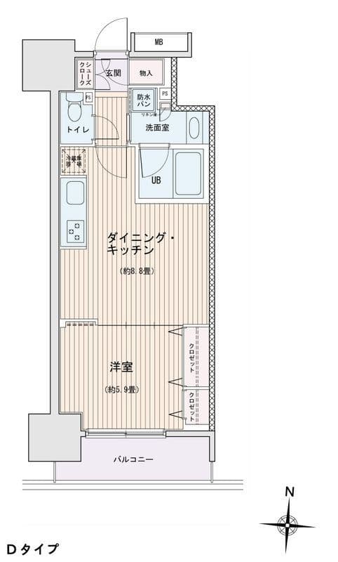 エスティメゾン錦糸町Ⅱ 1402 間取り図