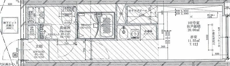 フラシア新蒲田 102 間取り図