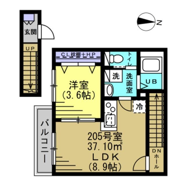 グリシーナ豊四季 205 間取り図