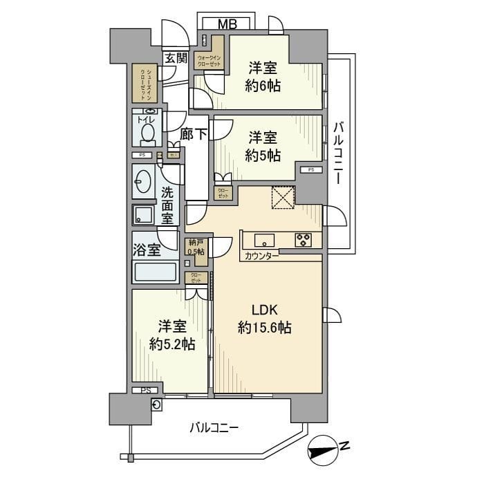 THE・ITABASHIレジデンスノース棟 N805 間取り図