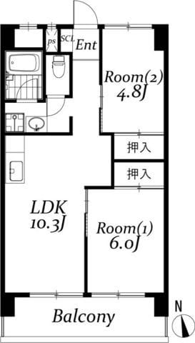 中葛西ハイツ 306 間取り図