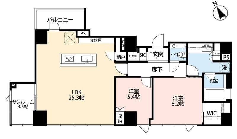 希神楽坂テラス 801 間取り図
